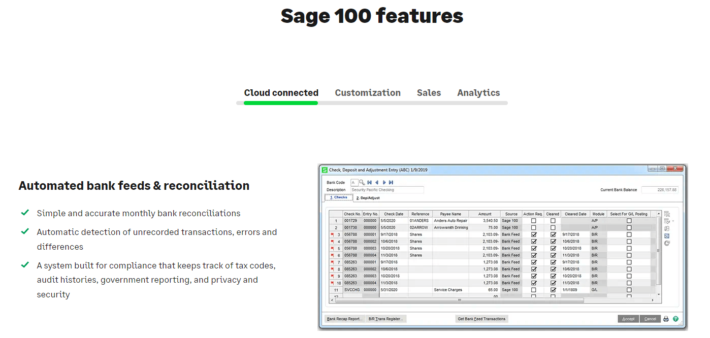 Sage 100 Features